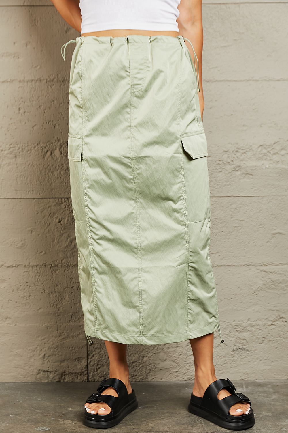 HYFVE Just In Time High Waisted Cargo Midi Skirt - Skirt - Light Green - Bella Bourget