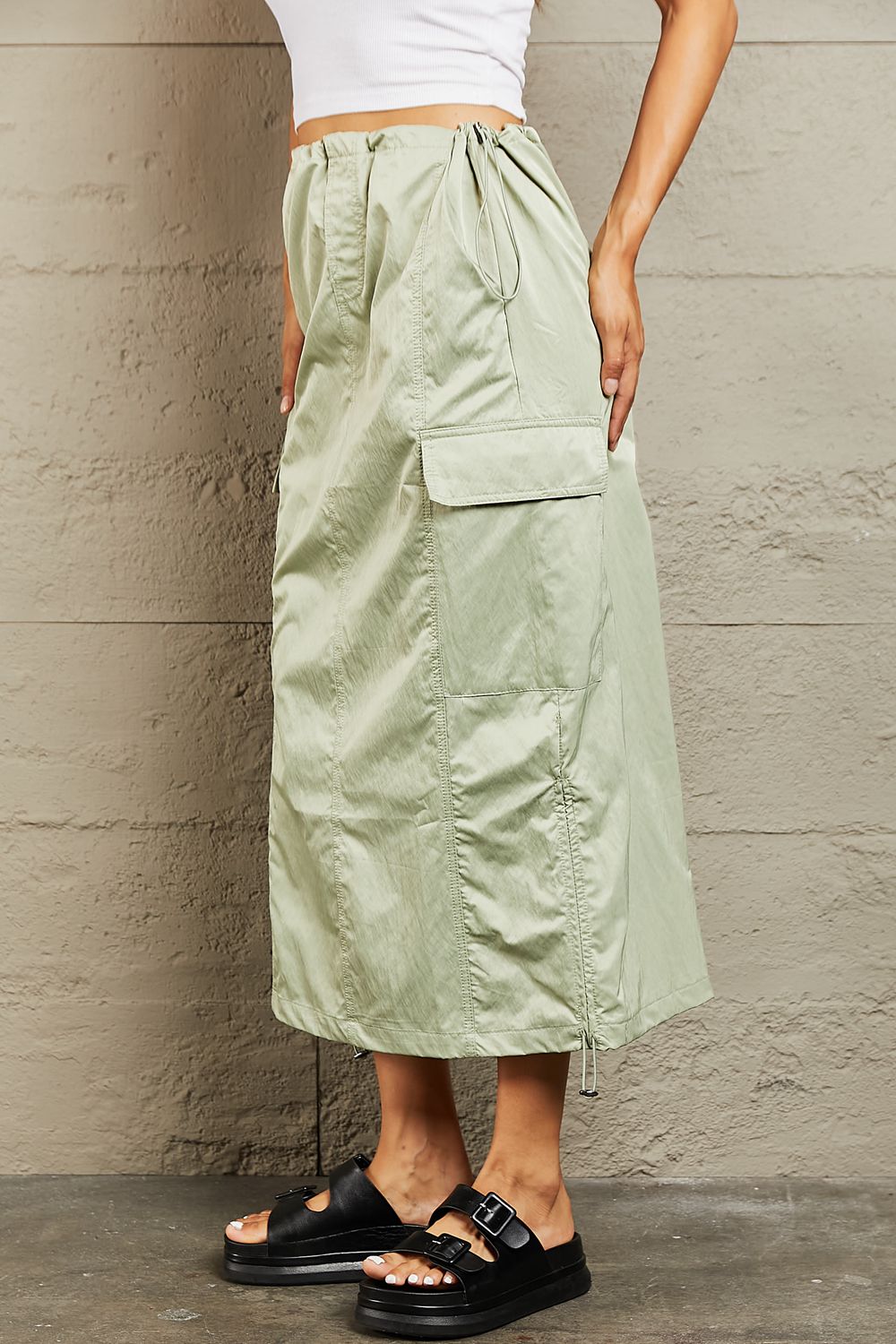 HYFVE Just In Time High Waisted Cargo Midi Skirt - Skirt - Light Green - Bella Bourget