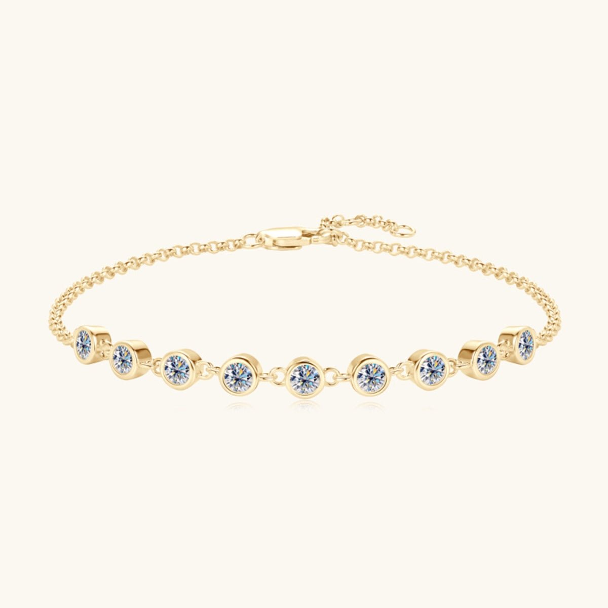 Inlaid 18K gold - plated, 925 sterling silver, Moissanite Bracelet - Bracelets - Gold - Bella Bourget