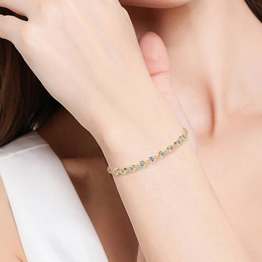 Inlaid 18K gold - plated, 925 sterling silver, Moissanite Bracelet - Bracelets - Gold - Bella Bourget