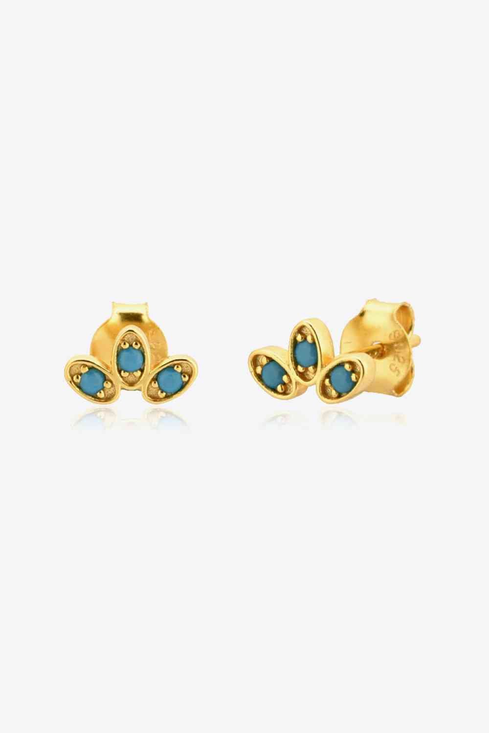 Inlaid 925 Sterling Silver Stud Earrings - Earrings - Turquoise - Bella Bourget