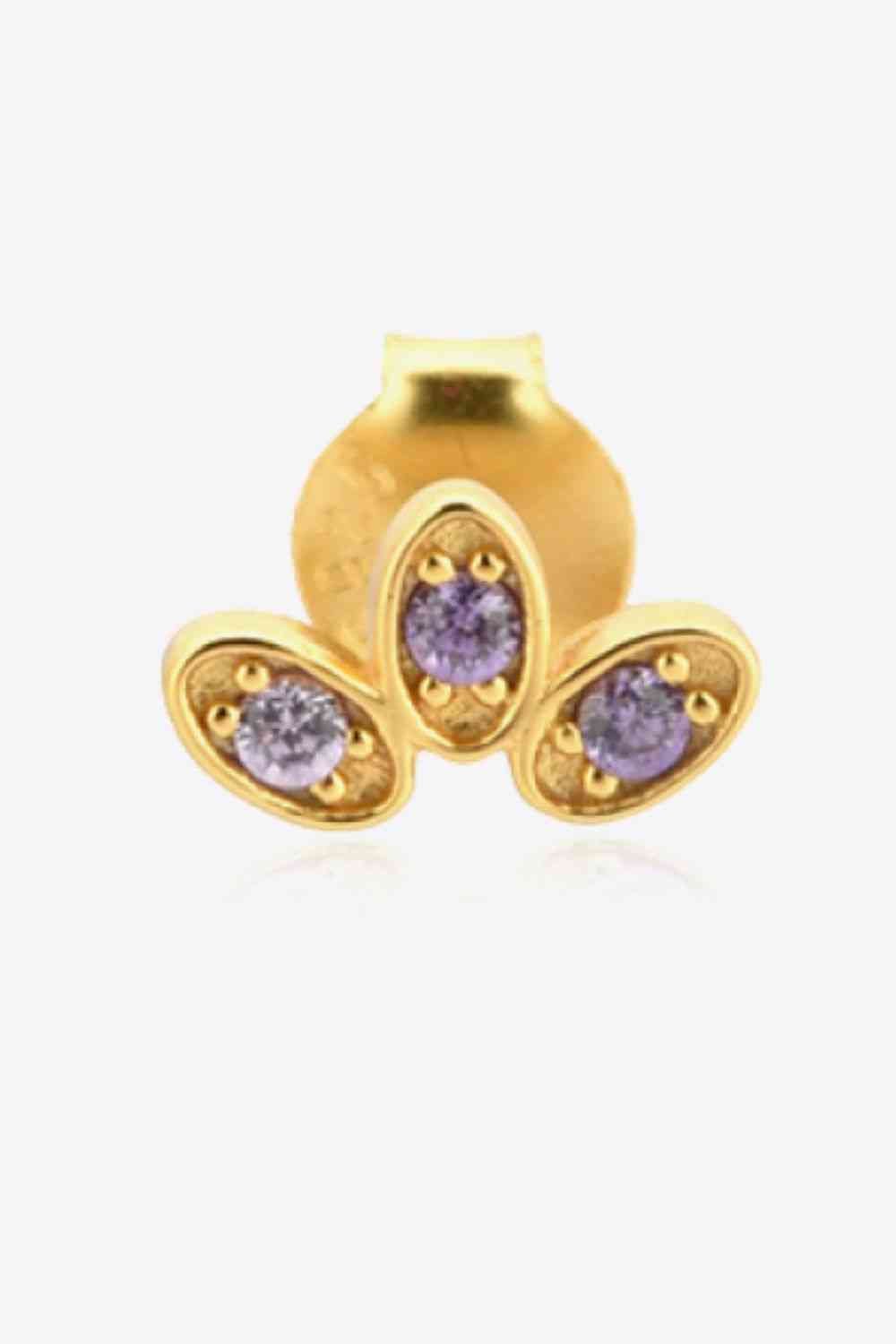 Inlaid 925 Sterling Silver Stud Earrings - Earrings - Lavender - Bella Bourget