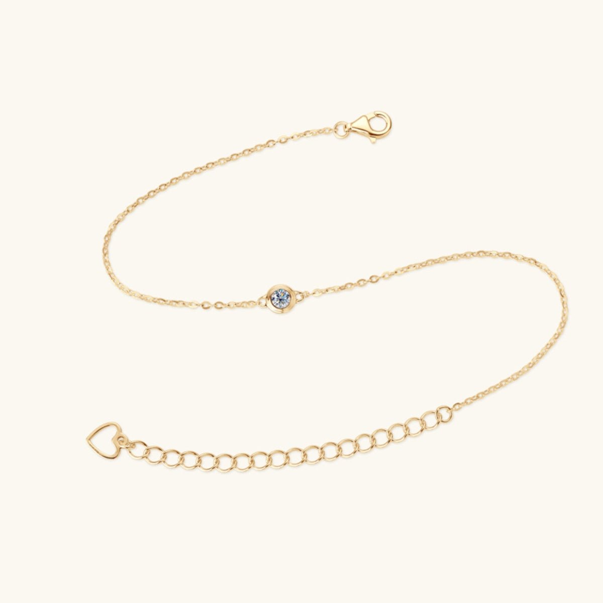 Inlaid Moissanite Dainty Chain Bracelet - Bracelets - Gold - Bella Bourget