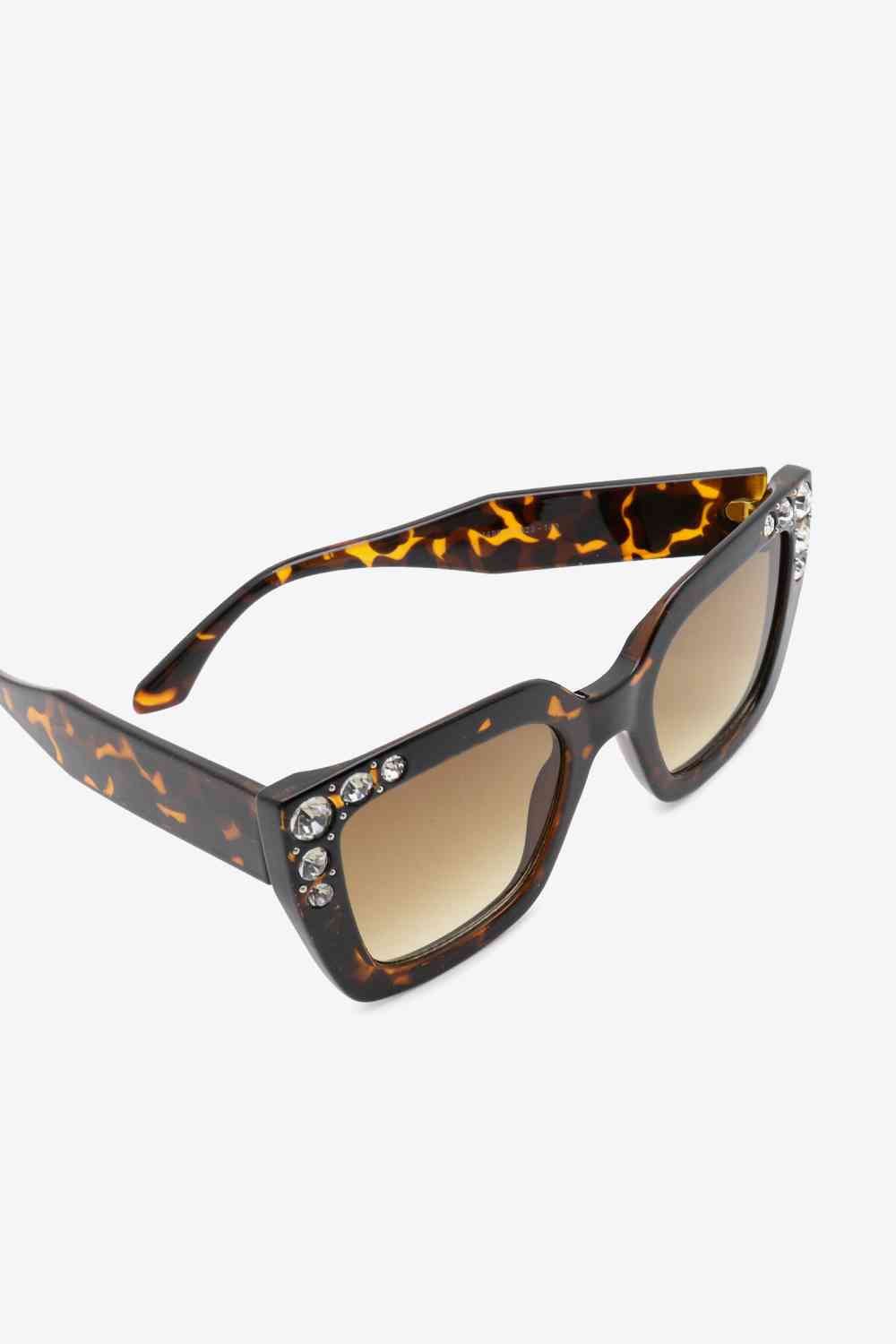 Inlaid Rhinestone Sunglasses - sunglasses - Caramel - Bella Bourget