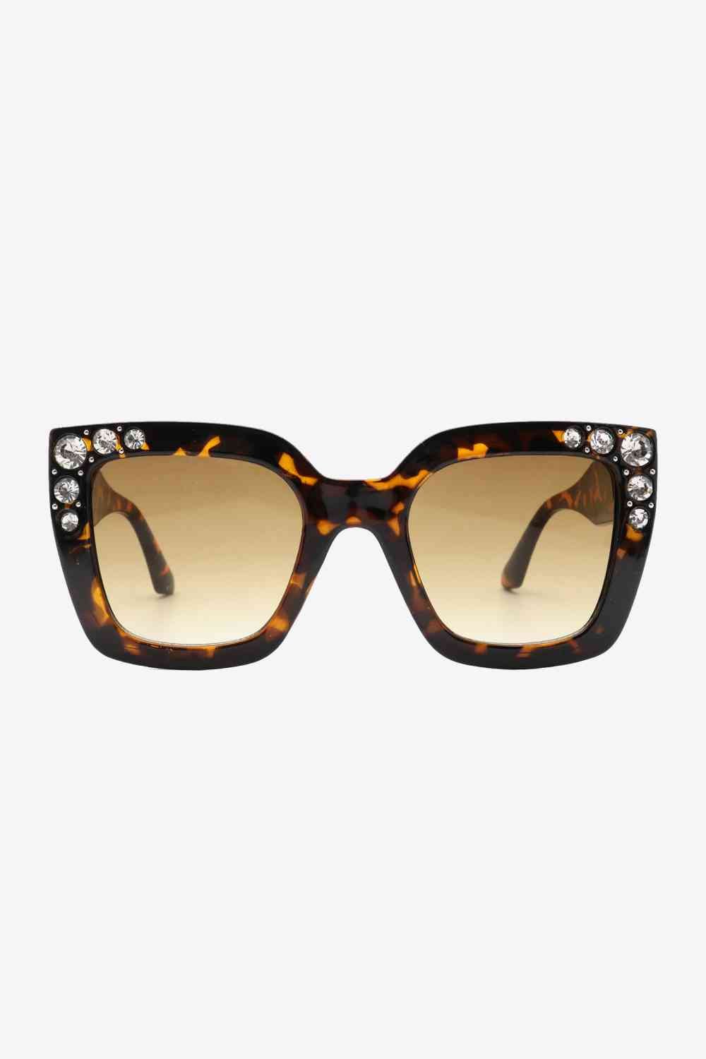 Inlaid Rhinestone Sunglasses - sunglasses - Caramel - Bella Bourget