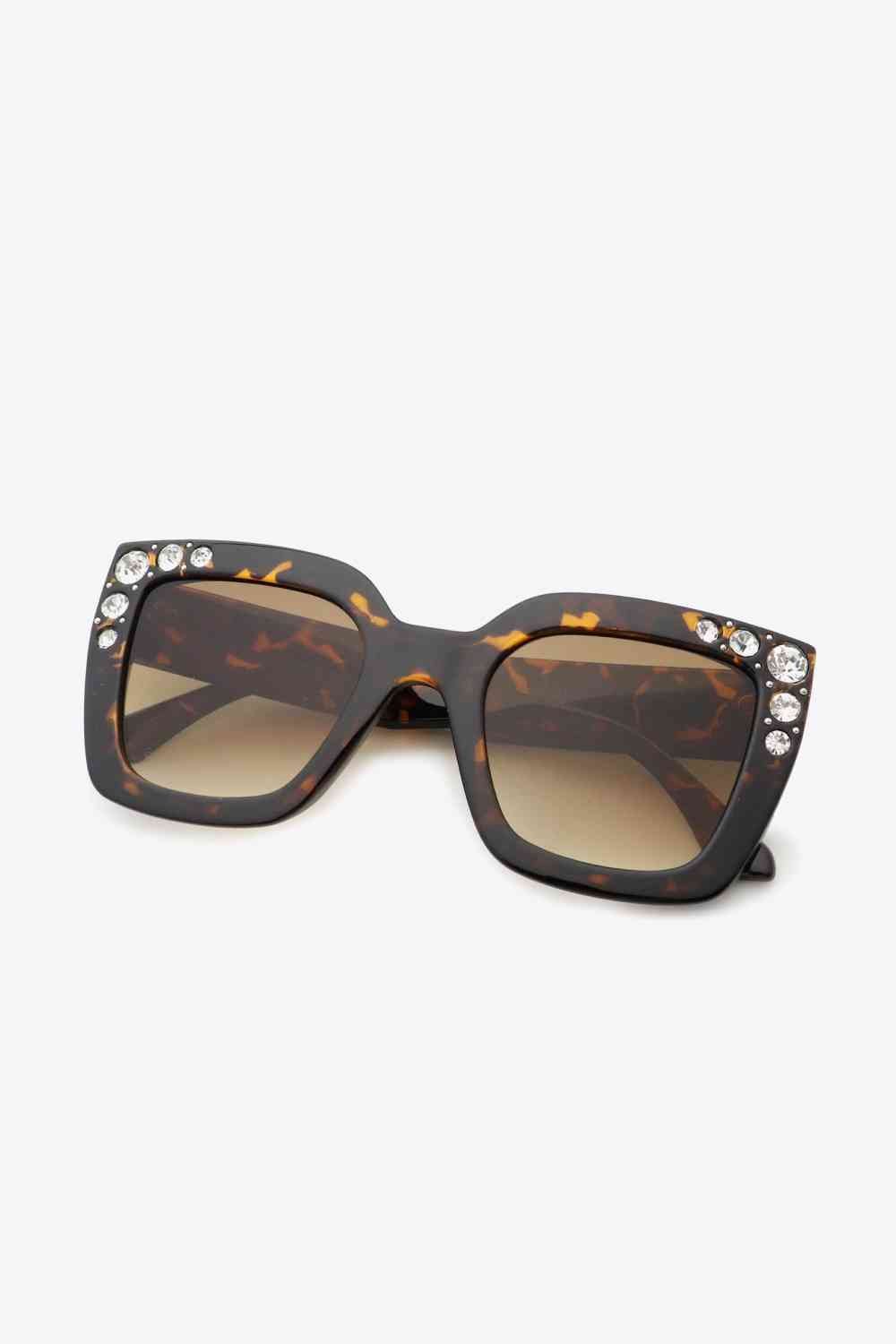 Inlaid Rhinestone Sunglasses - sunglasses - Caramel - Bella Bourget