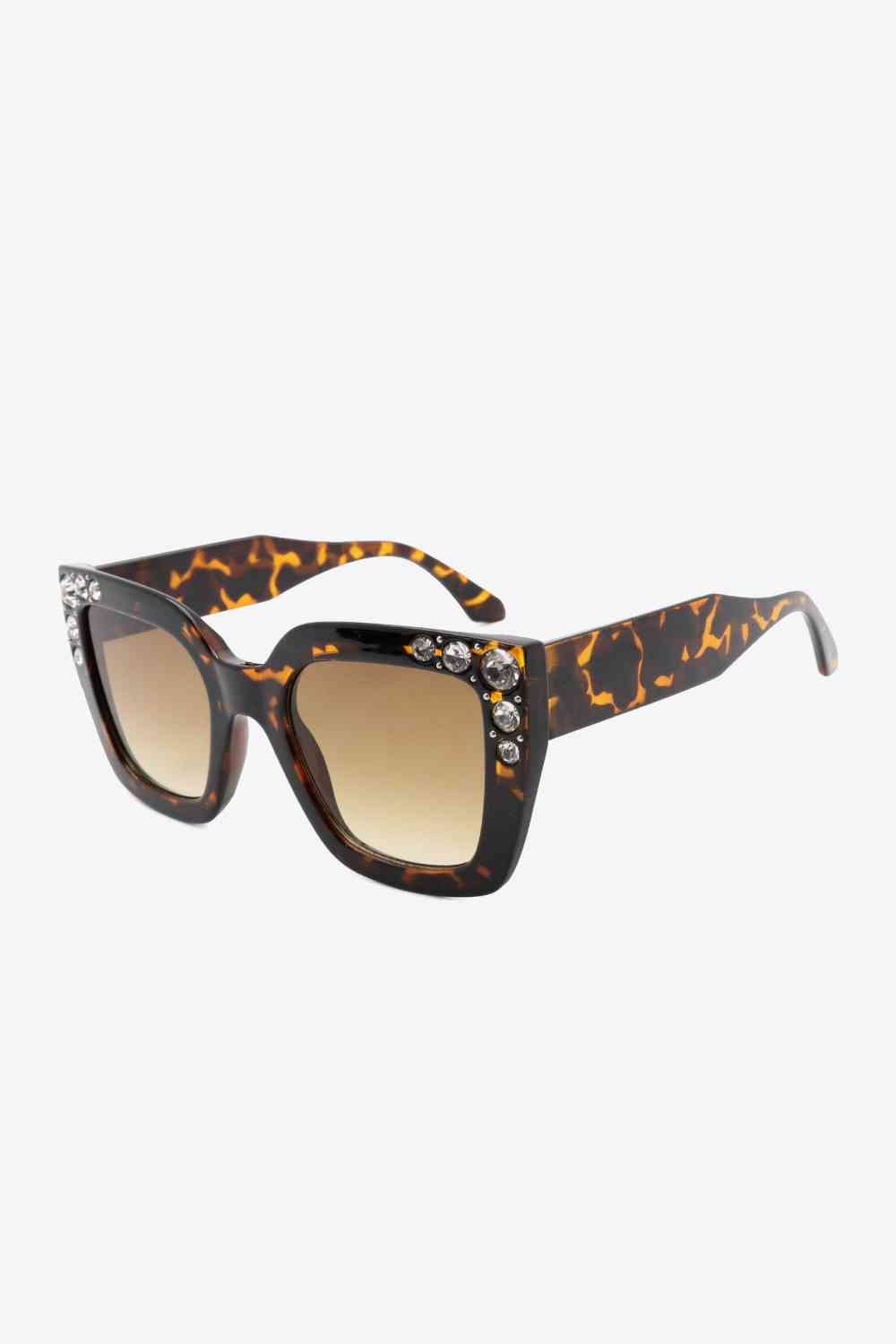 Inlaid Rhinestone Sunglasses - sunglasses - Caramel - Bella Bourget