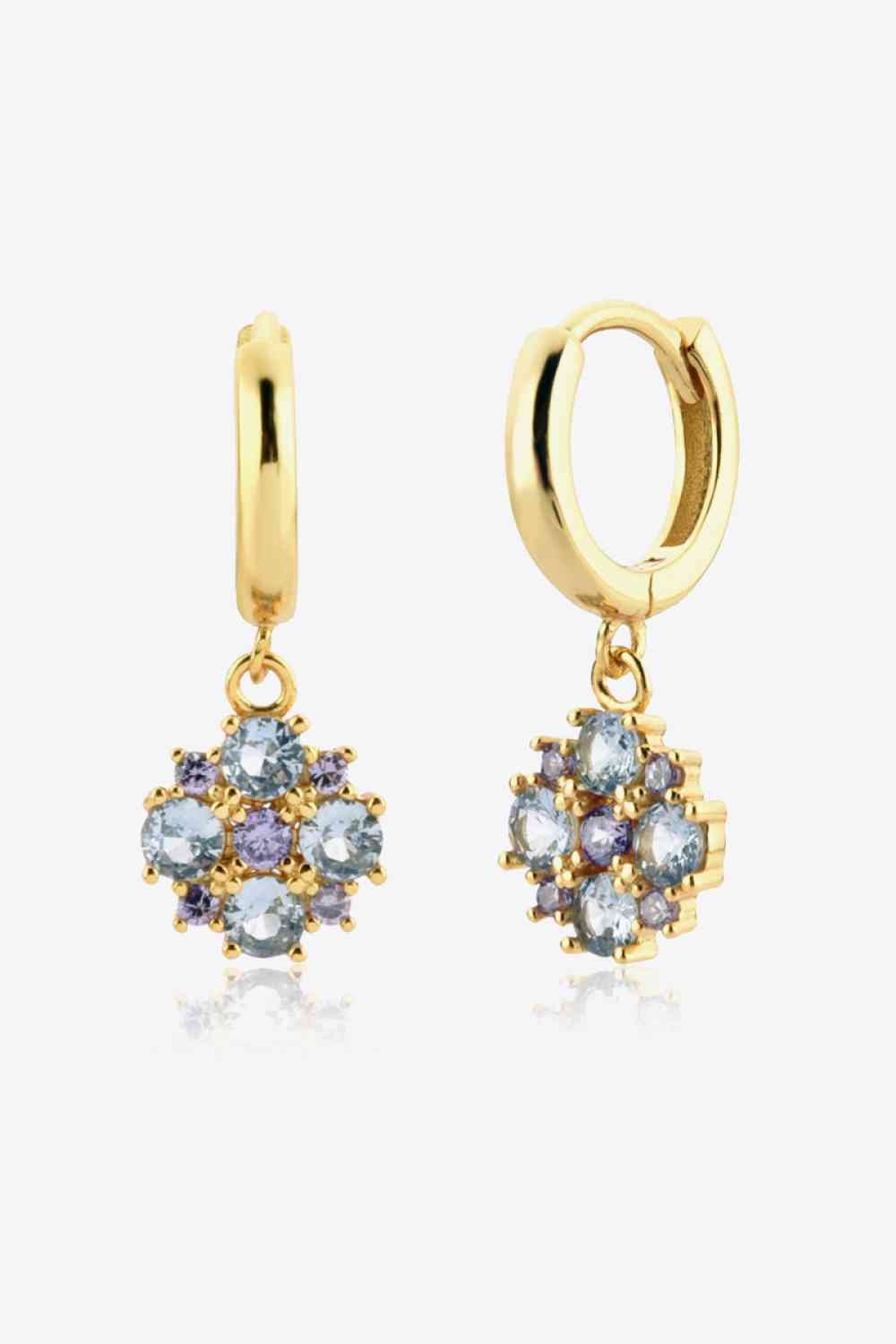 Inlaid Zircon 18K Gold - Plated Drop Earrings - Earrings - Pastel Blue - Bella Bourget