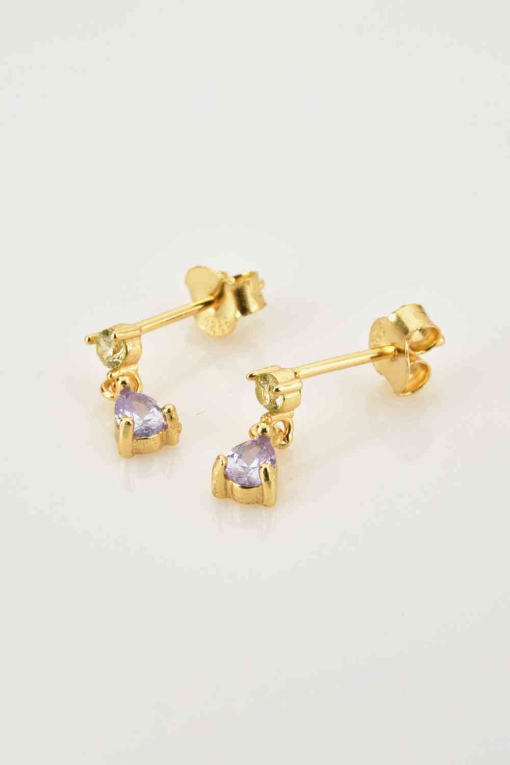 Inlaid Zircon 18K Gold - Plated Drop Earrings - Earrings - Gold - Bella Bourget