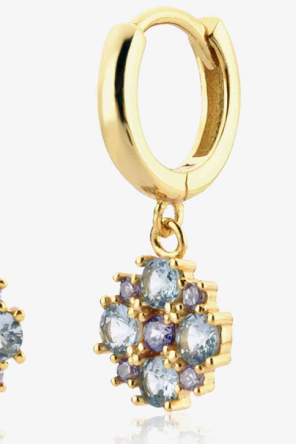 Inlaid Zircon 18K Gold - Plated Drop Earrings - Earrings - Pastel Blue - Bella Bourget