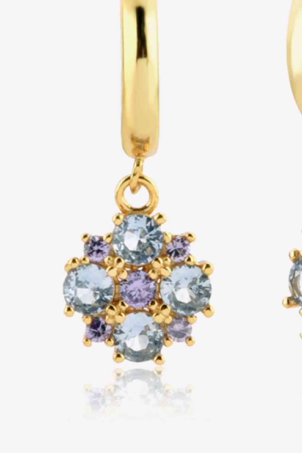 Inlaid Zircon 18K Gold - Plated Drop Earrings - Earrings - Pastel Blue - Bella Bourget