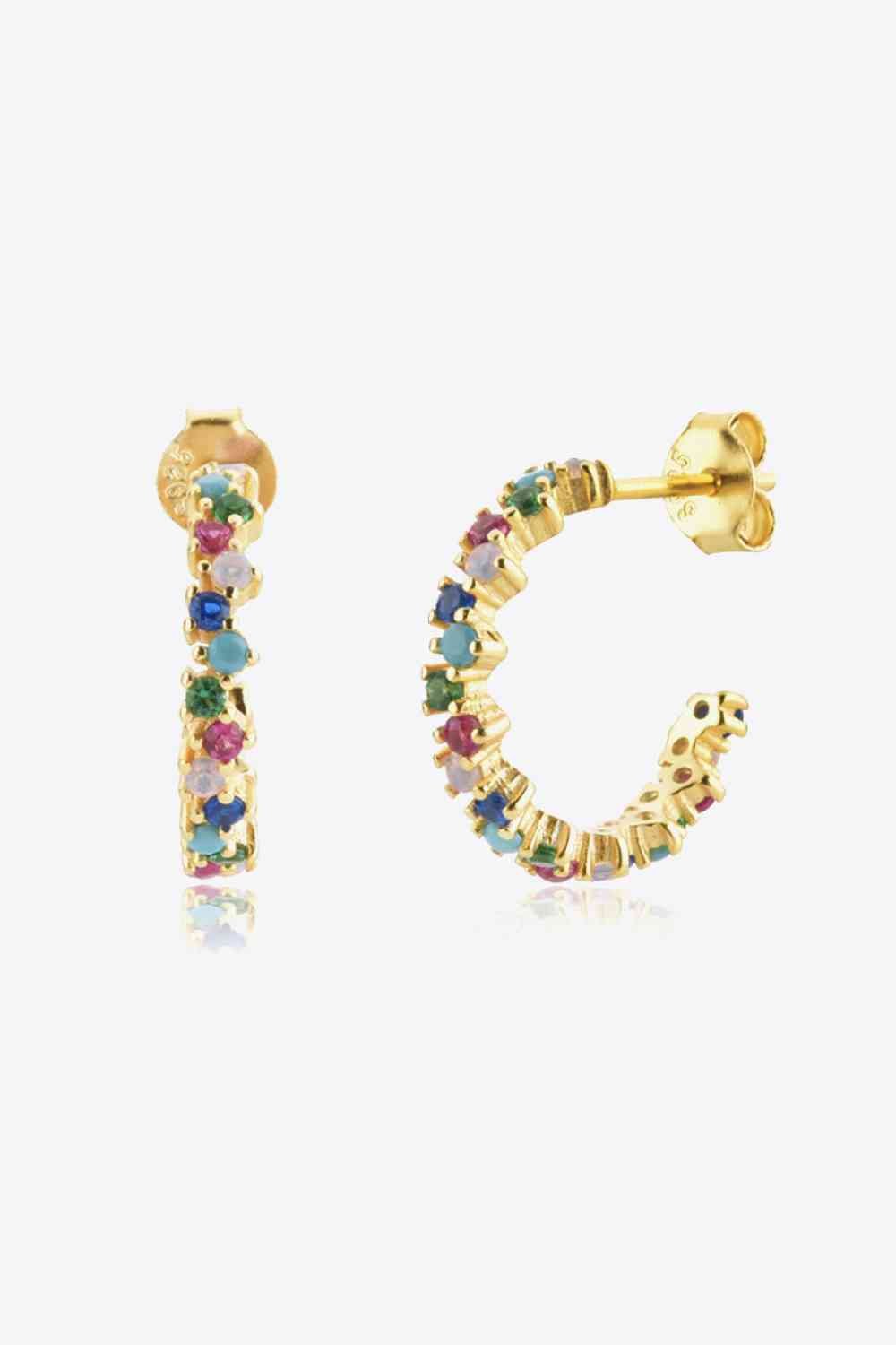 Inlaid Zircon C - Hoop Earrings - Earrings - Multicolor - Bella Bourget