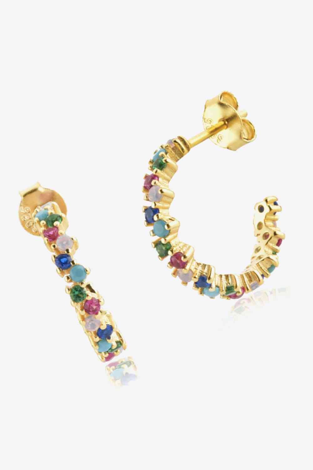 Inlaid Zircon C - Hoop Earrings - Earrings - Multicolor - Bella Bourget