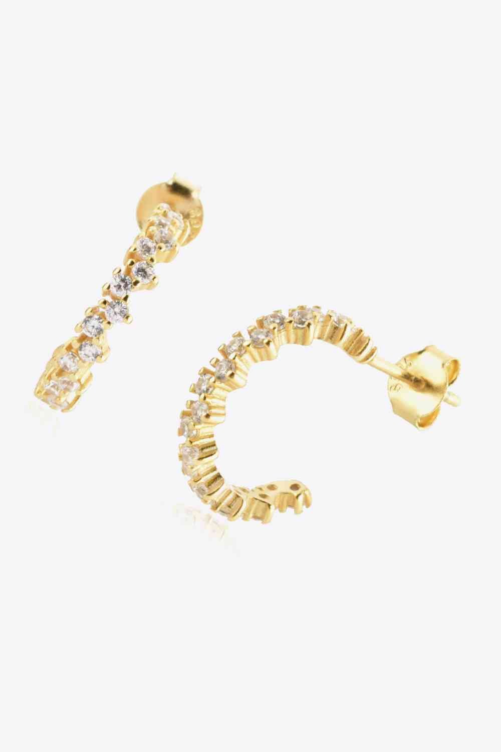 Inlaid Zircon C - Hoop Earrings - Earrings - White - Bella Bourget