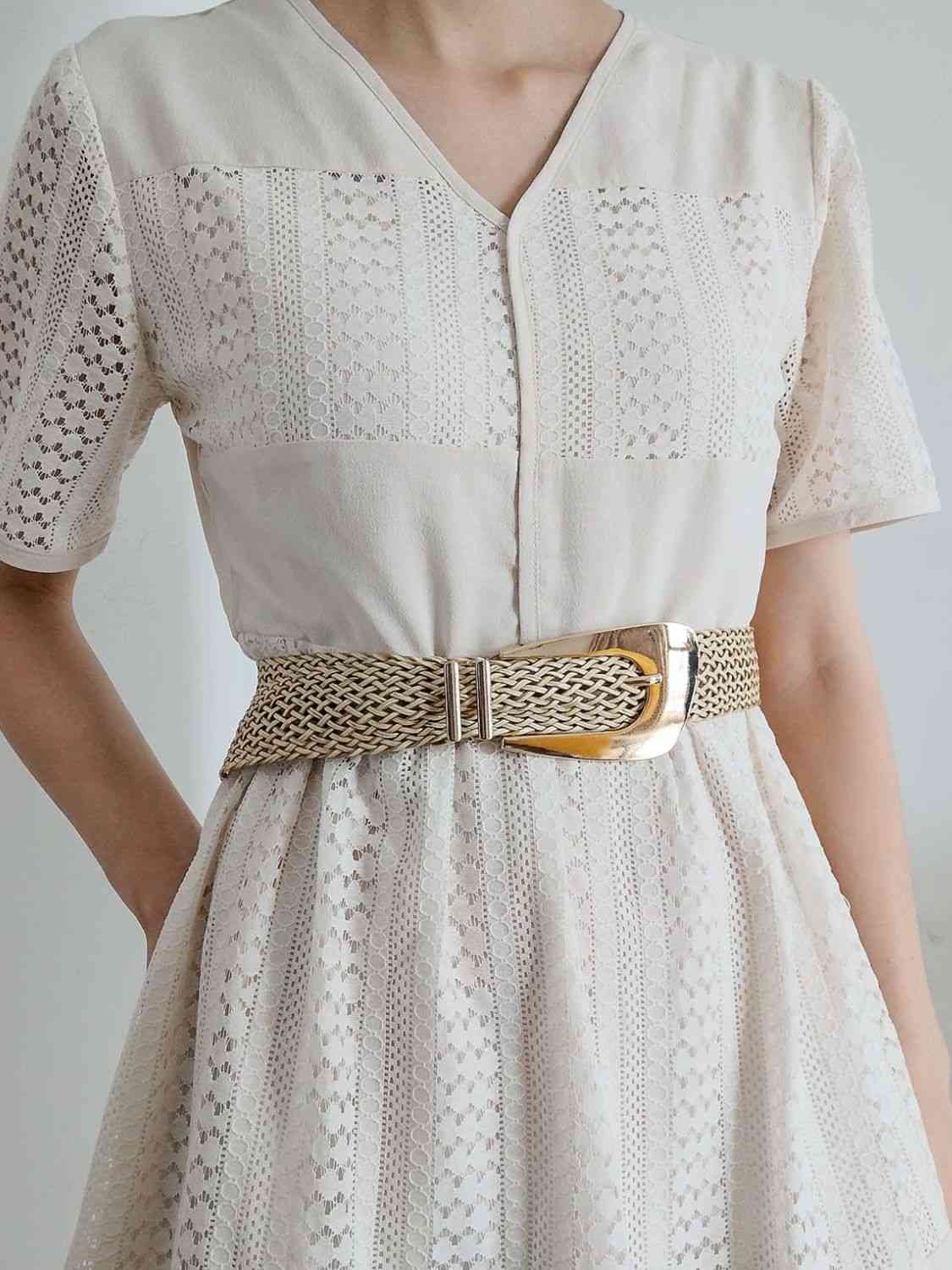 Irregular Buckle Braid Belt - belt - Gold - Bella Bourget