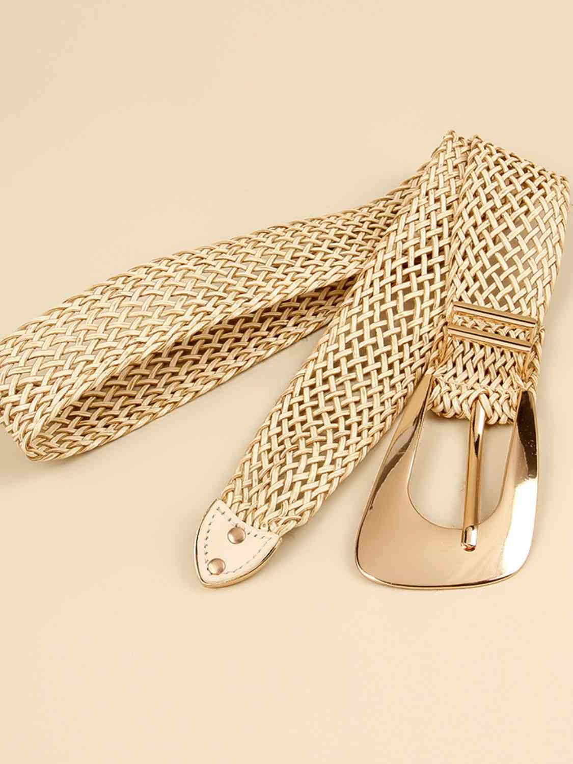 Irregular Buckle Braid Belt - belt - Gold - Bella Bourget