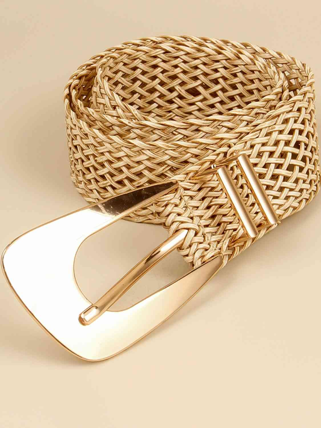 Irregular Buckle Braid Belt - belt - Gold - Bella Bourget