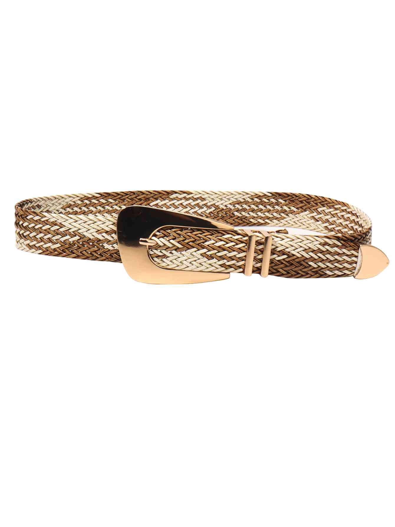 Irregular Buckle Braid Belt - belt - Camel - Bella Bourget