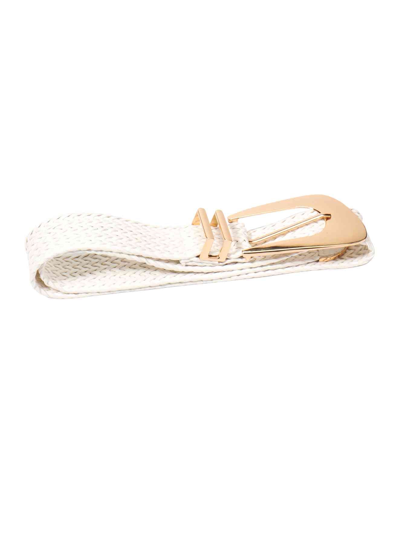 Irregular Buckle Braid Belt - belt - White - Bella Bourget