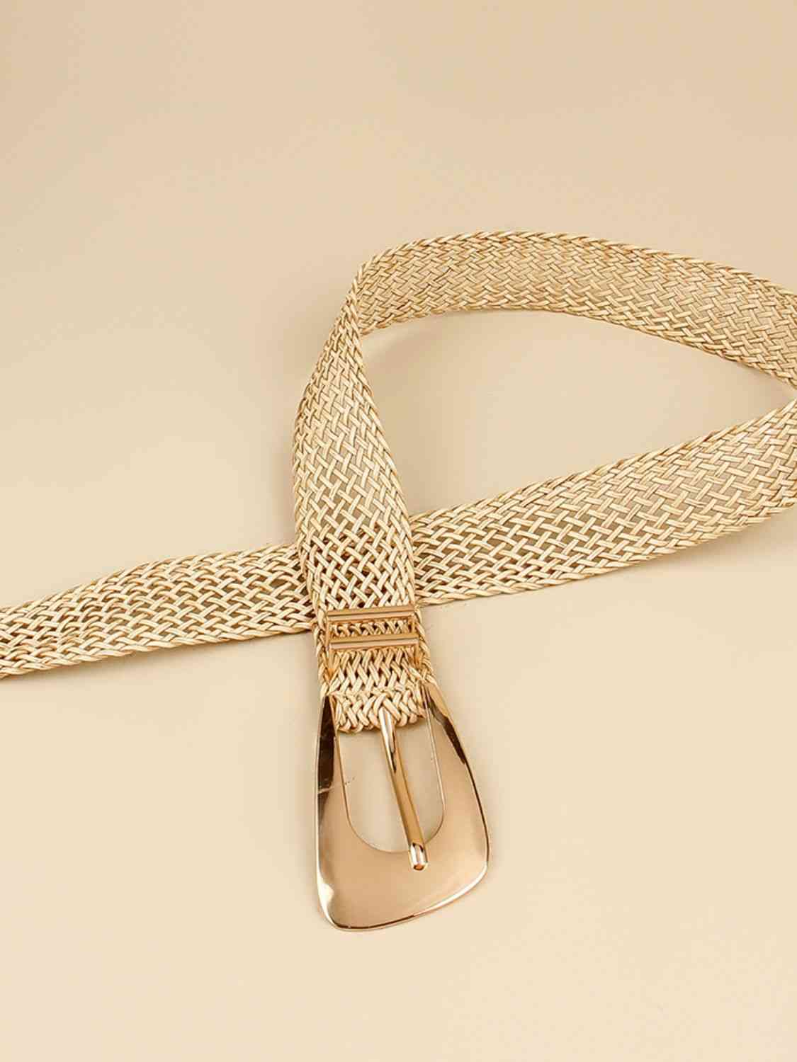 Irregular Buckle Braid Belt - belt - Gold - Bella Bourget