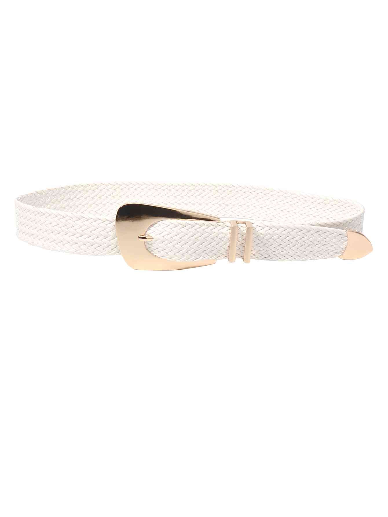 Irregular Buckle Braid Belt - belt - White - Bella Bourget