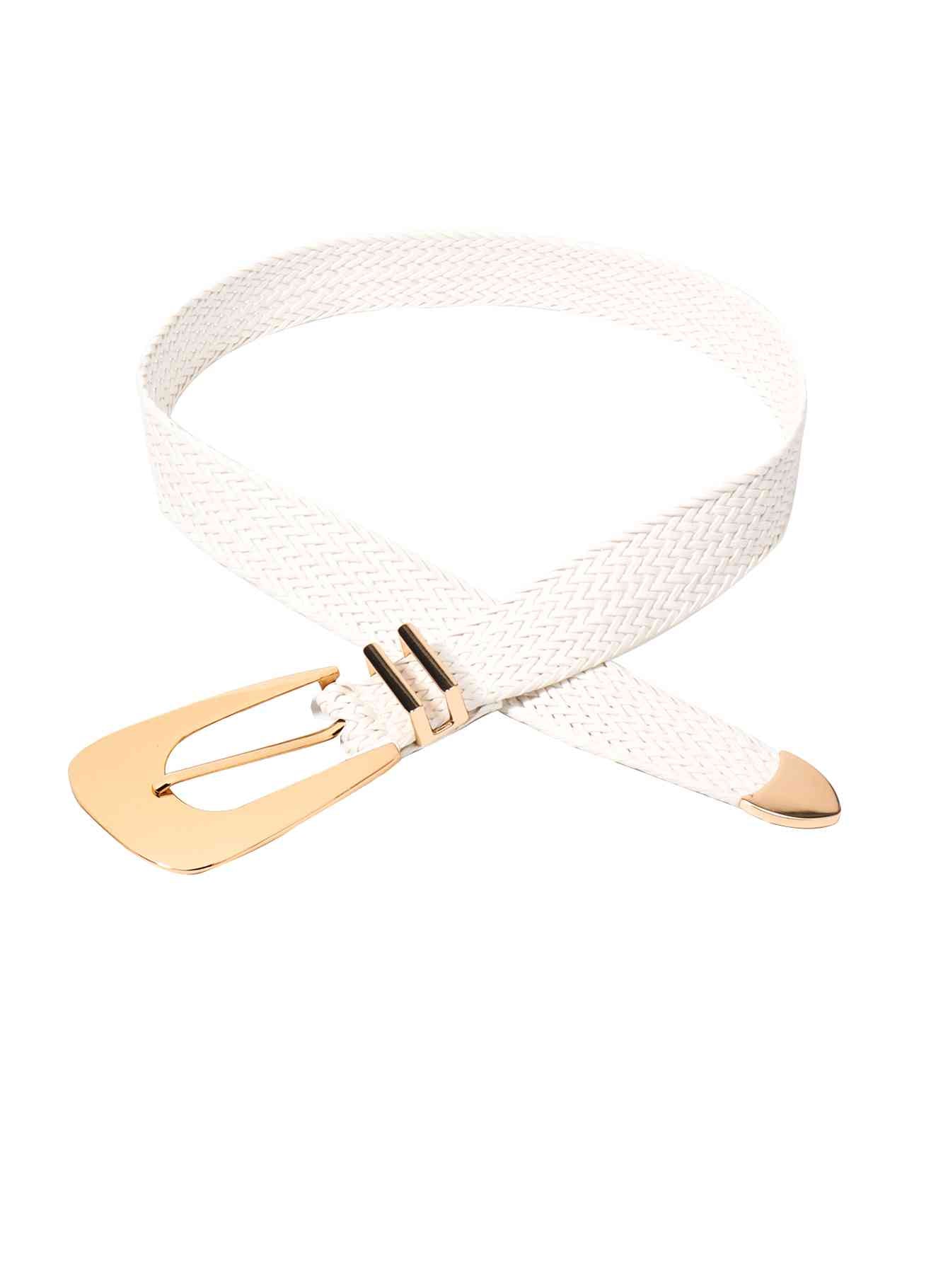 Irregular Buckle Braid Belt - belt - White - Bella Bourget