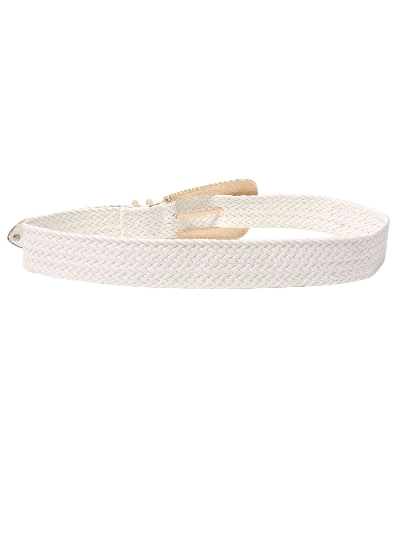 Irregular Buckle Braid Belt - belt - White - Bella Bourget