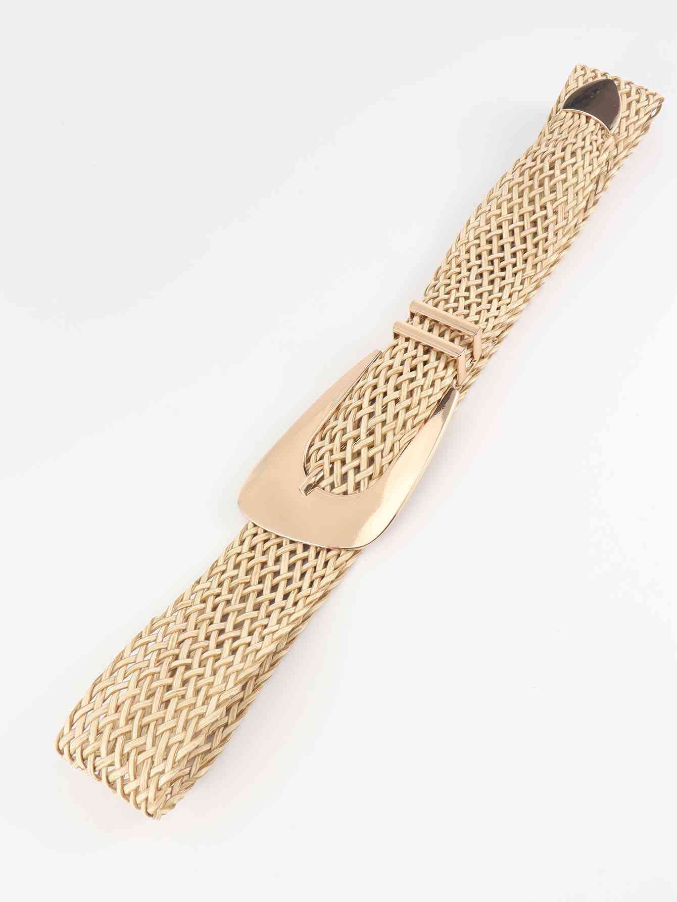 Irregular Buckle Braid Belt - belt - Gold - Bella Bourget