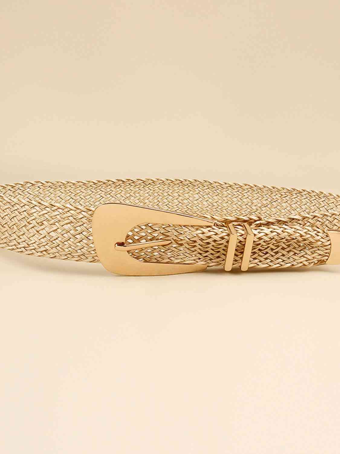 Irregular Buckle Braid Belt - belt - Gold - Bella Bourget