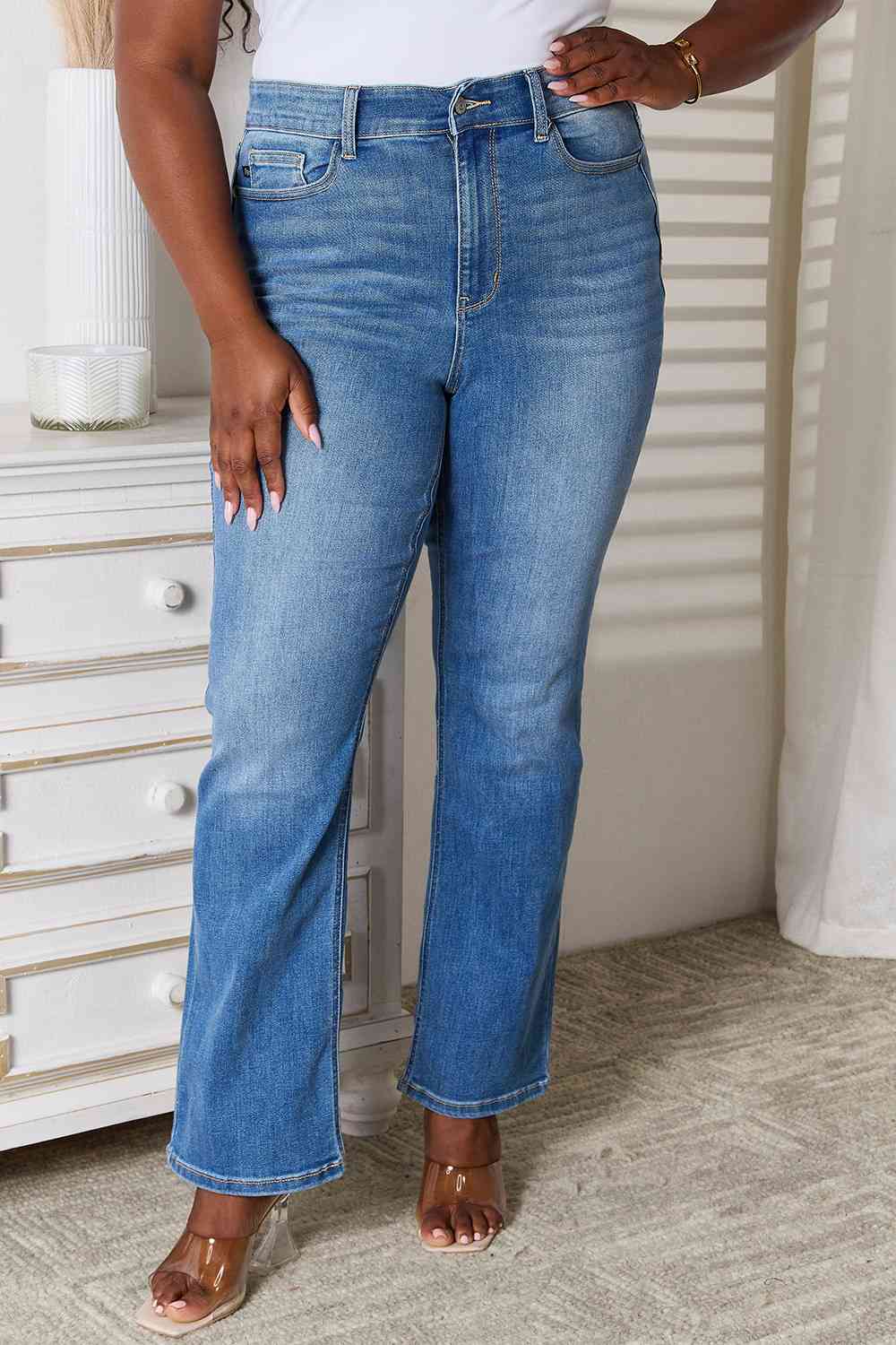 Judy Blue Full Size Bootcut Jeans with Pockets - TikTok - Medium - Bella Bourget