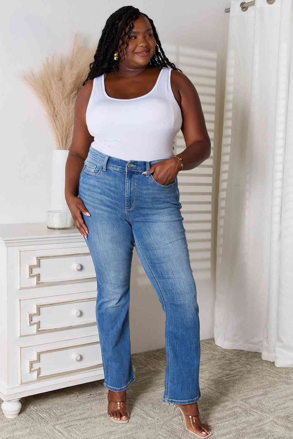 Judy Blue Full Size Bootcut Jeans with Pockets - TikTok - Medium - Bella Bourget