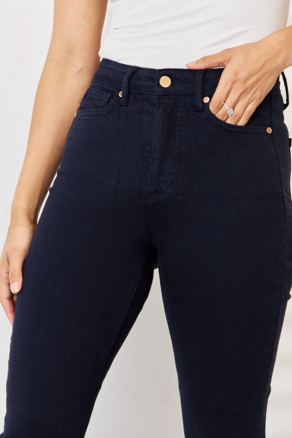 Judy Blue Full Size Garment Dyed Tummy Control Skinny Jeans - Jeans - NAVY - Bella Bourget