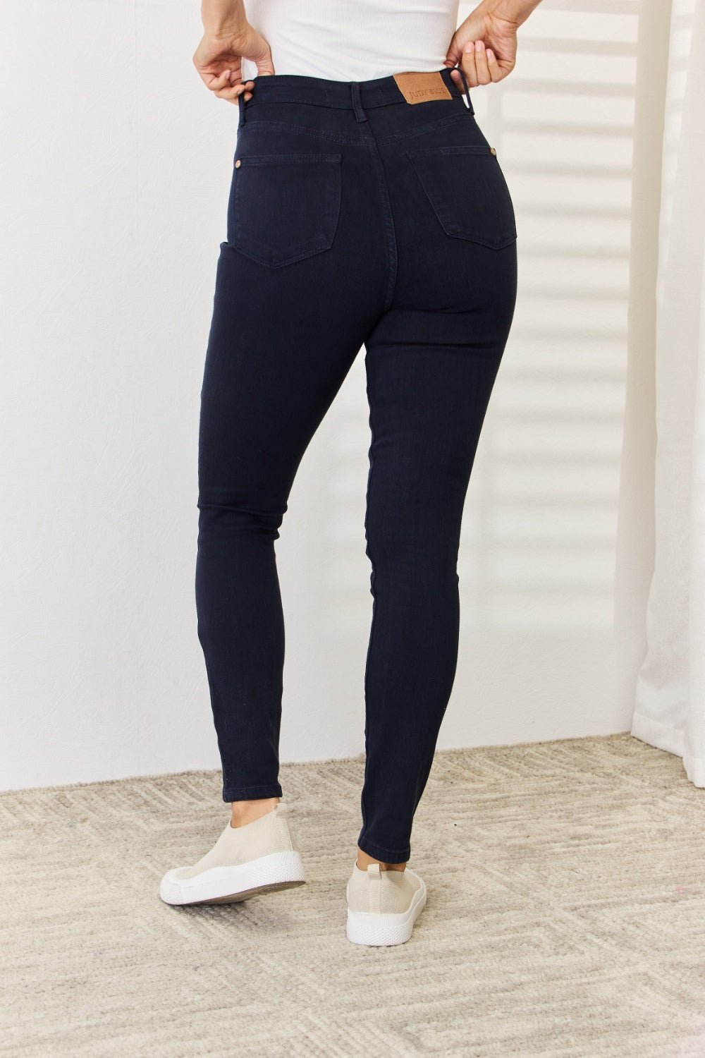 Judy Blue Full Size Garment Dyed Tummy Control Skinny Jeans - Jeans - NAVY - Bella Bourget