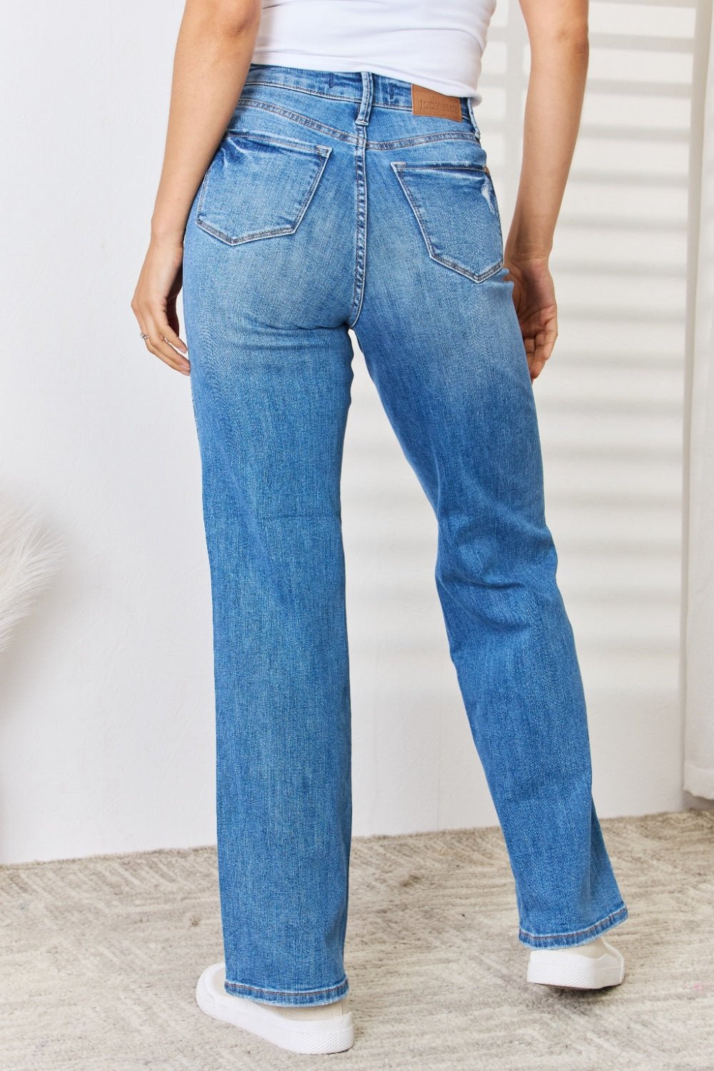 Judy Blue Full Size High Waist Distressed Straight - Leg Jeans - Jeans - Medium - Bella Bourget