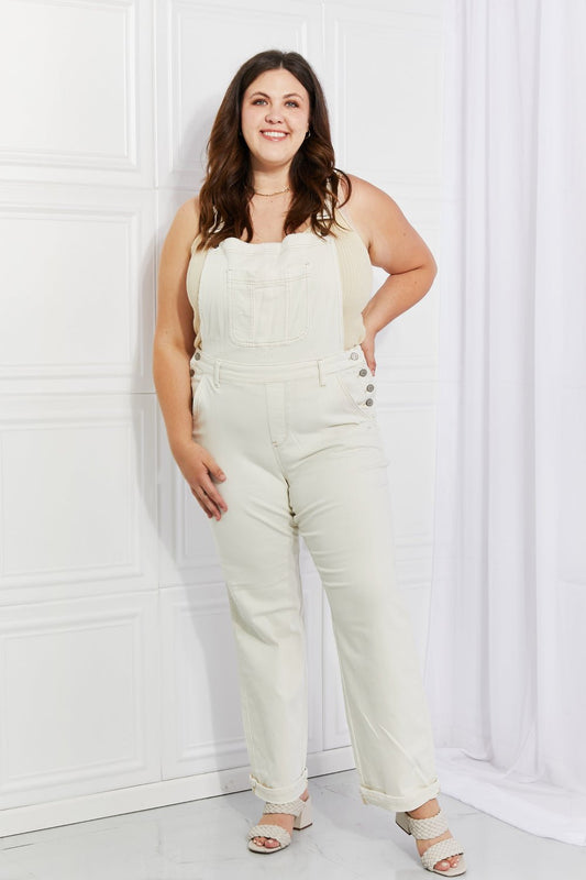 Judy Blue Full Size Taylor High Waist Overalls - Overall - White - Bella Bourget