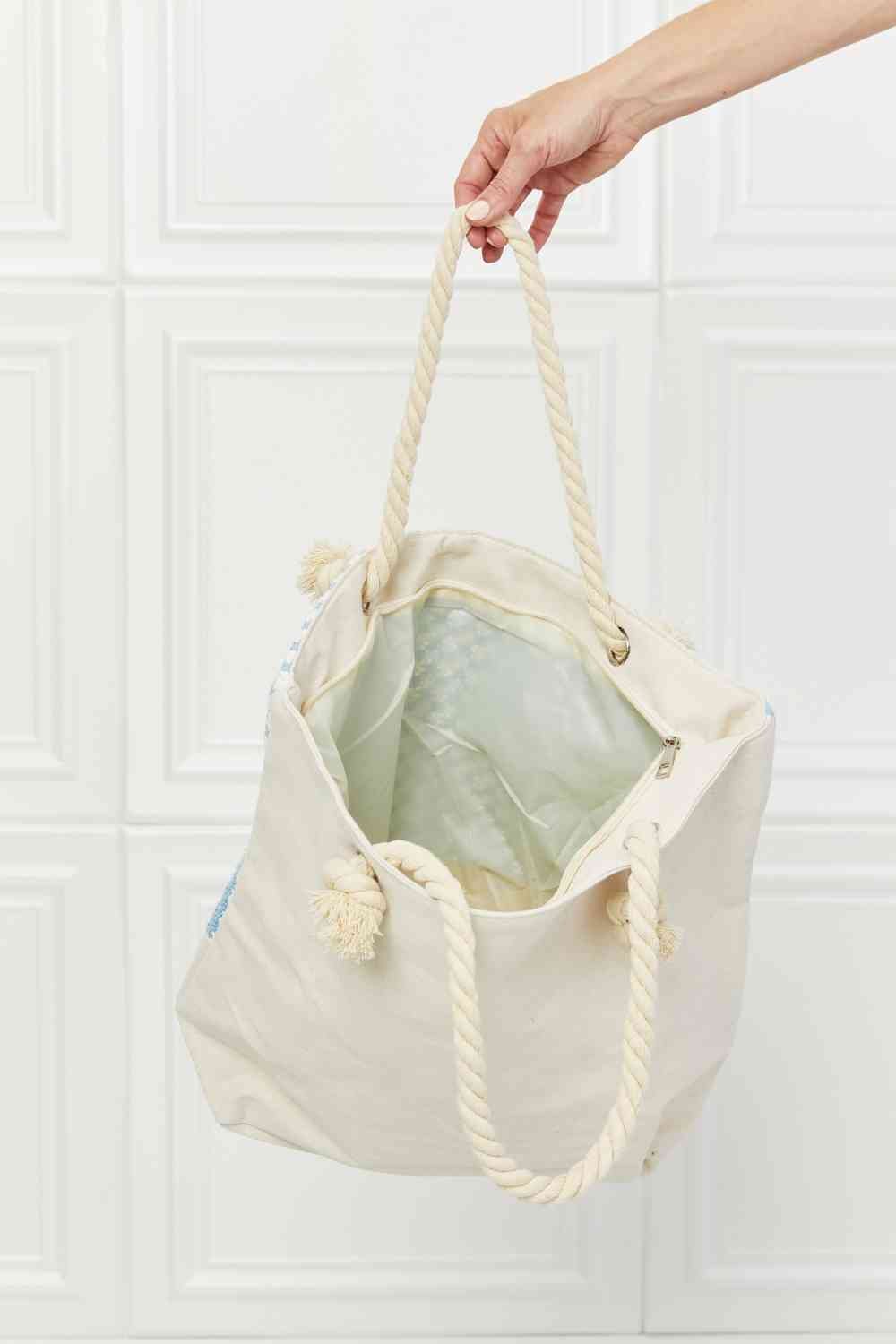 Justin Taylor Picnic Date Tassel Tote Bag - bag - Chambray - Bella Bourget