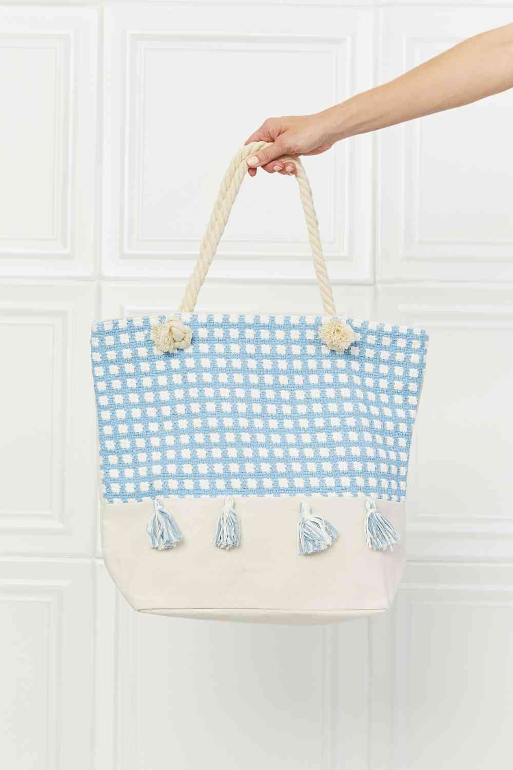 Justin Taylor Picnic Date Tassel Tote Bag - bag - Chambray - Bella Bourget