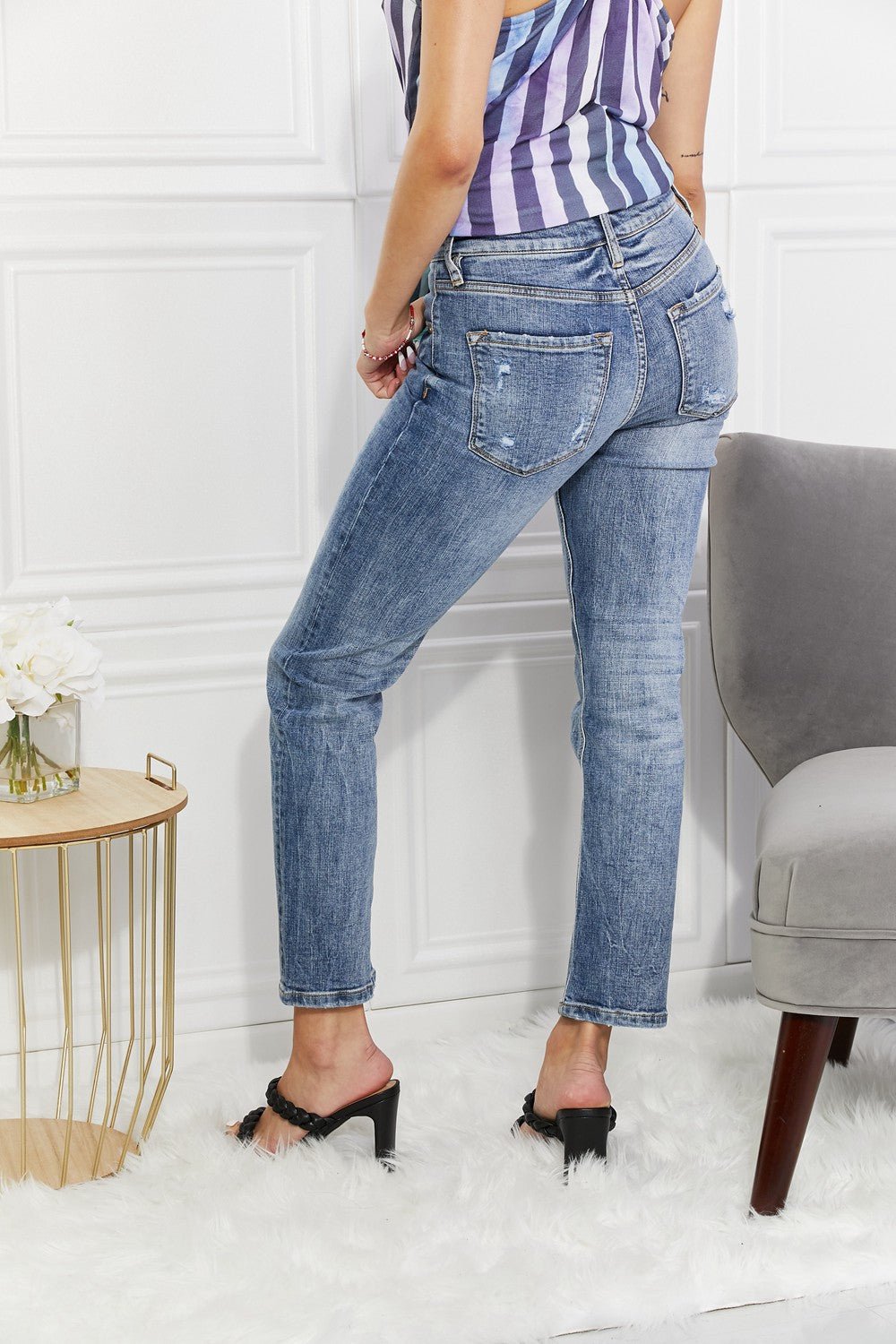 Kancan Full Size Amara High Rise Slim Straight Jeans - Full Size Jeans - Medium - Bella Bourget