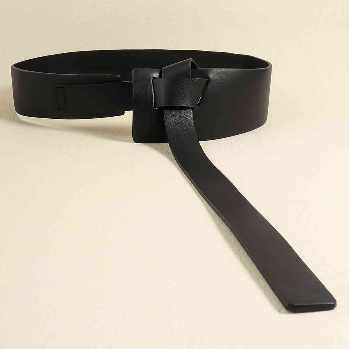 Knot Detail Faux Leather Belt - belt - Black - Bella Bourget