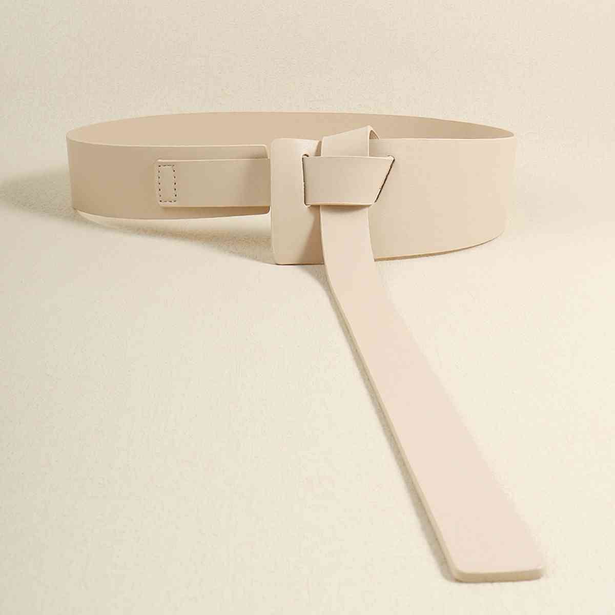 Knot Detail Faux Leather Belt - belt - Ivory - Bella Bourget