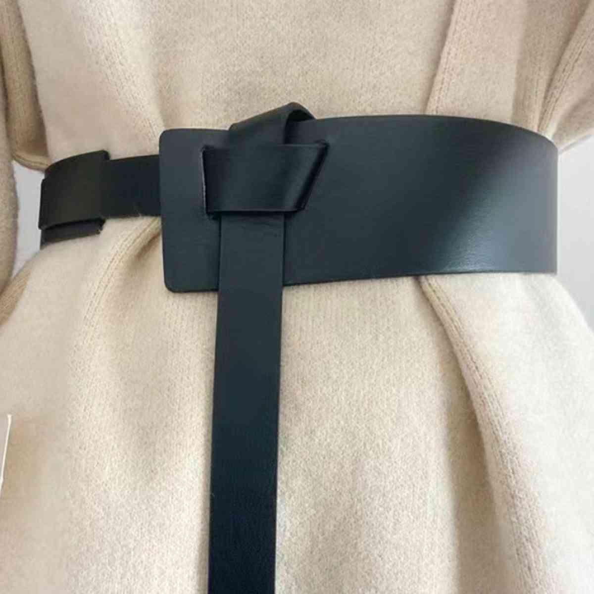 Knot Detail Faux Leather Belt - belt - Caramel - Bella Bourget