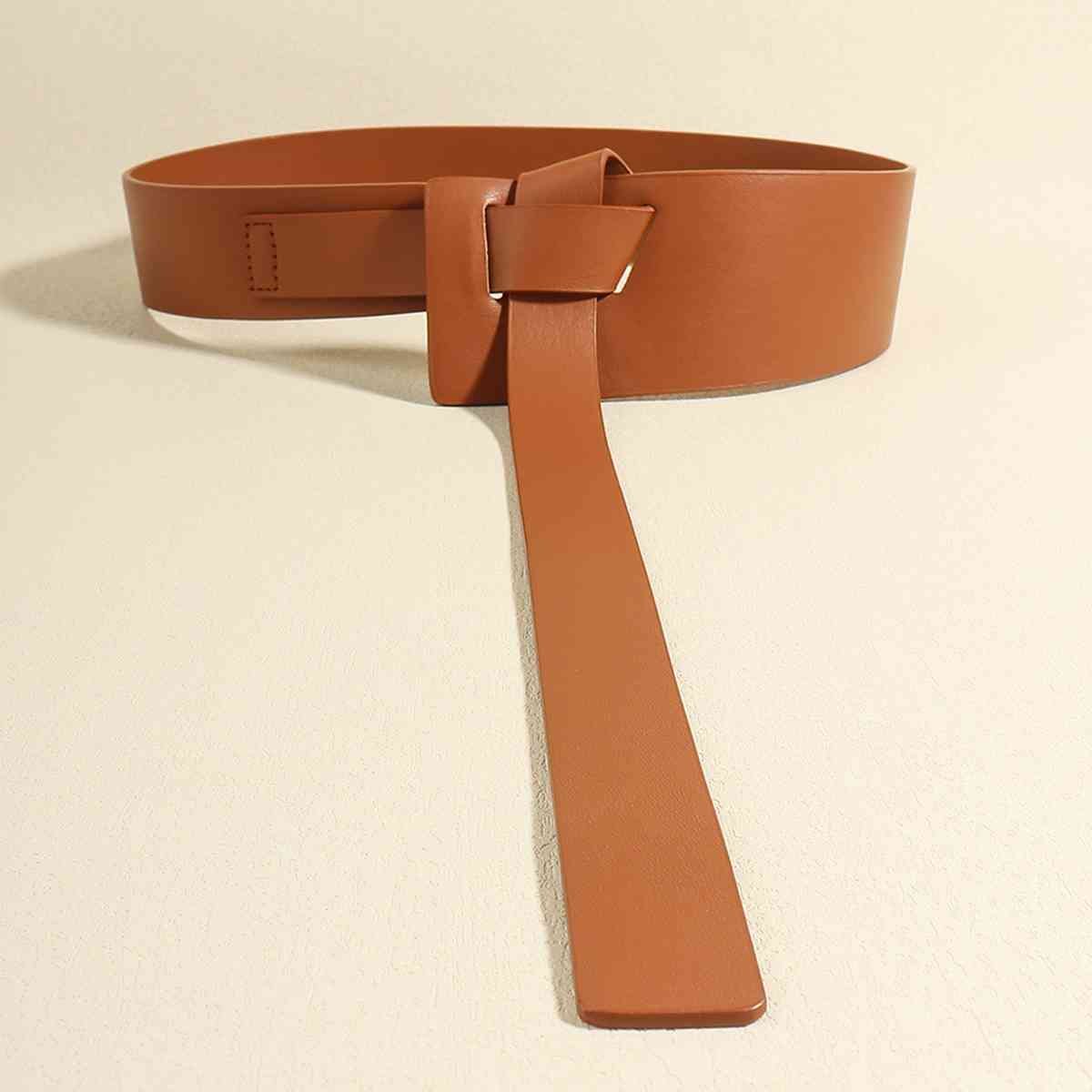 Knot Detail Faux Leather Belt - belt - Caramel - Bella Bourget