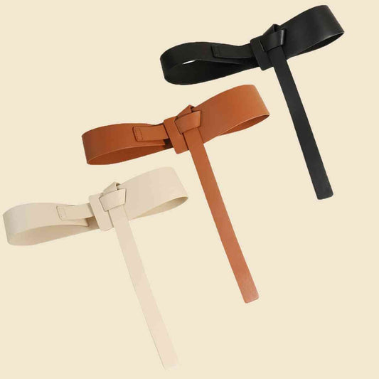 Knot Detail Faux Leather Belt - belt - Ivory - Bella Bourget