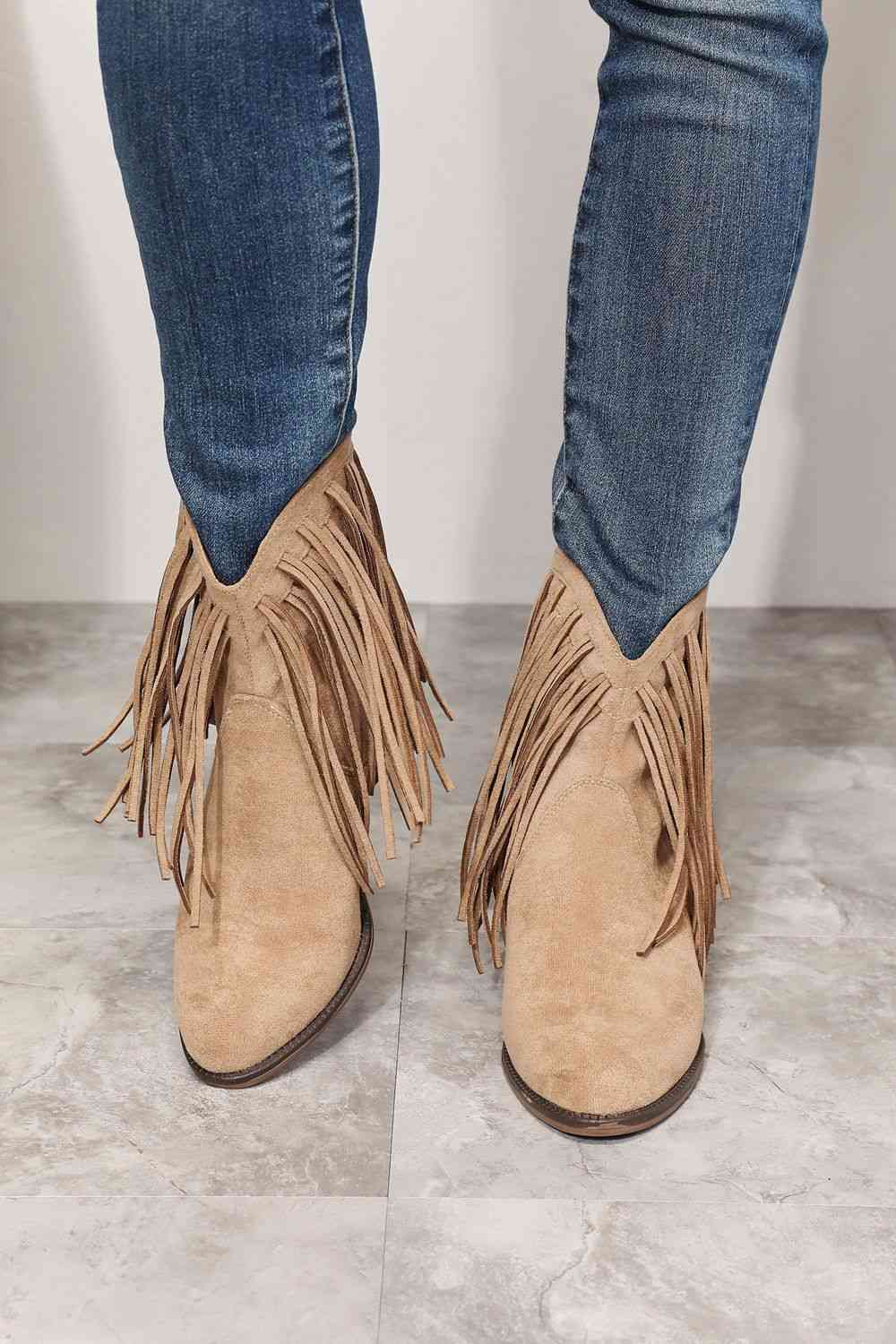 Legend Women's Fringe Cowboy Western Ankle Boots - shoes - Tan - Bella Bourget