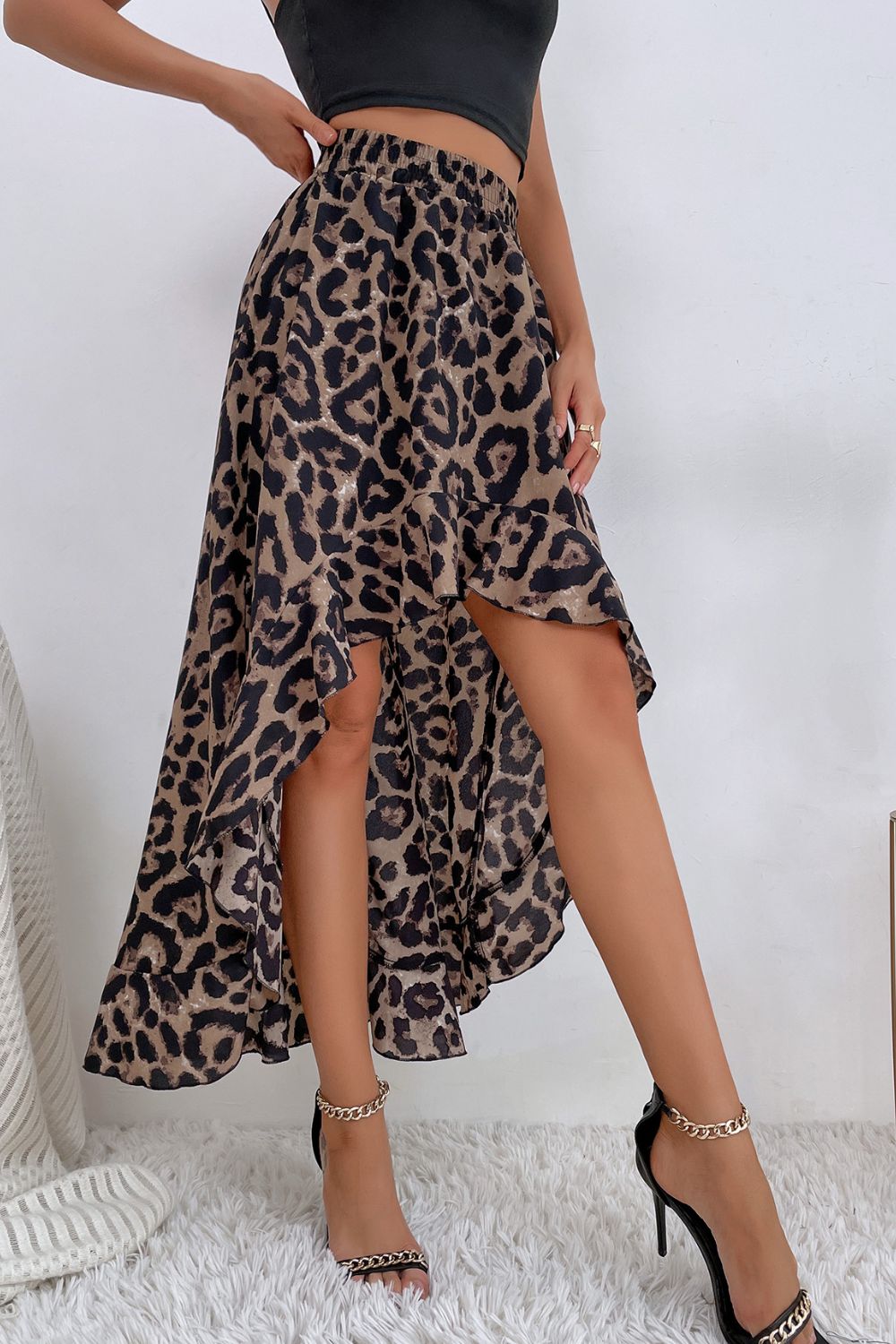 Leopard Ruffle Hem High - Low Skirt - Skirt - Leopard - Bella Bourget