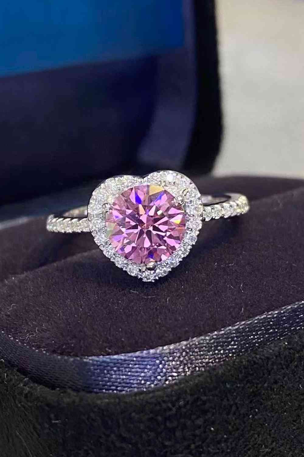 Lifelong Journey 1 Carat Moissanite Heart Ring - Ring - Pink Heart - Bella Bourget