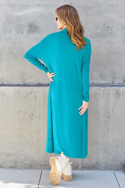 Long open front full size cardigan with pockets - Cardigan - Sky Blue - Bella Bourget