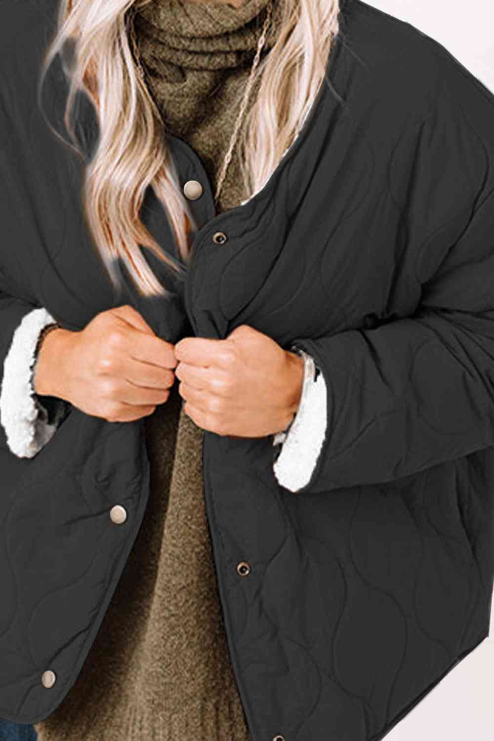 Long Sleeve Button Front Winter Coat - Coat - Black - Bella Bourget