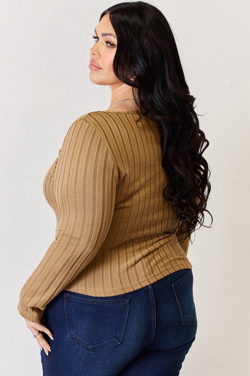 Long Sleeve Ribbed T - Shirt - Shirt - Tan - Bella Bourget