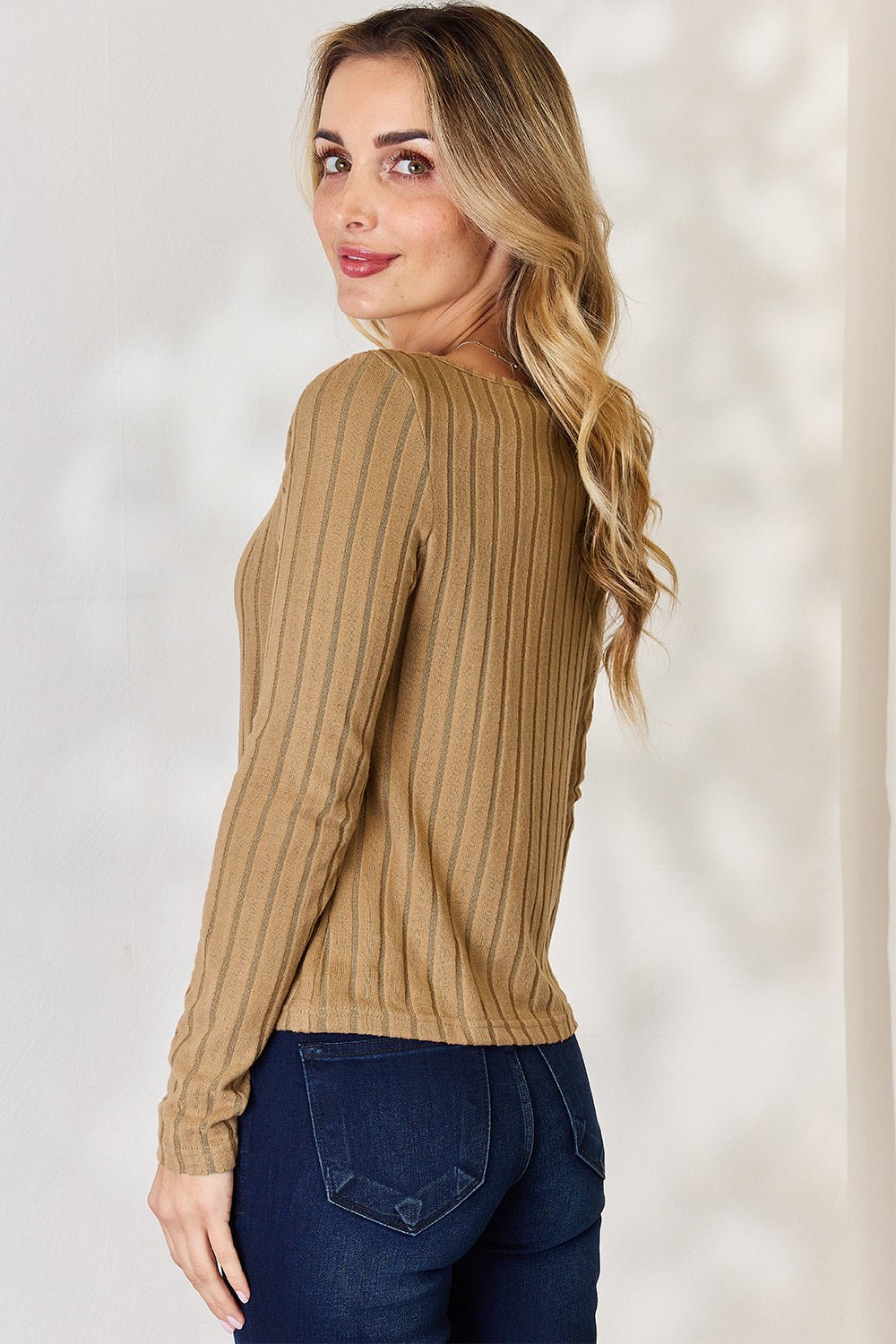 Long Sleeve Ribbed T - Shirt - Shirt - Tan - Bella Bourget